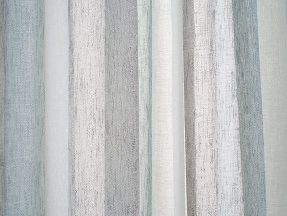 Montserrat Stripe Sheer Curtains - Duck Egg/White/Grey