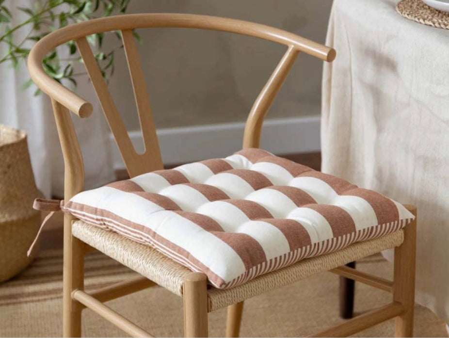 Hahei Stripe Chair Pad - Rust – Harvey Furnishings