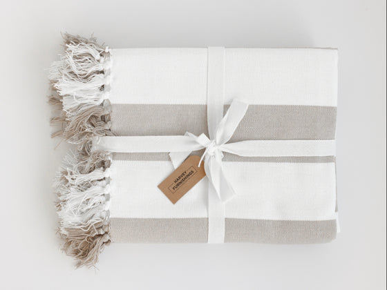 Coronado Stripe Throw - Beige/White