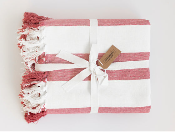 Coronado Stripe Throw - Brick/White