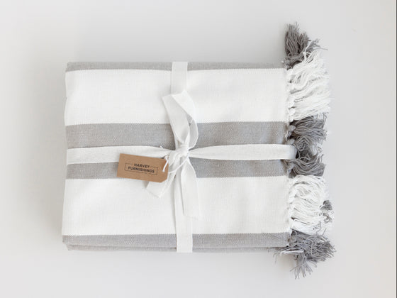 Coronado Stripe Throw - Light Grey/White