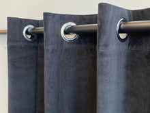  Remy Recycled Velvet Eyelet Ready Made Curtains - Graphite