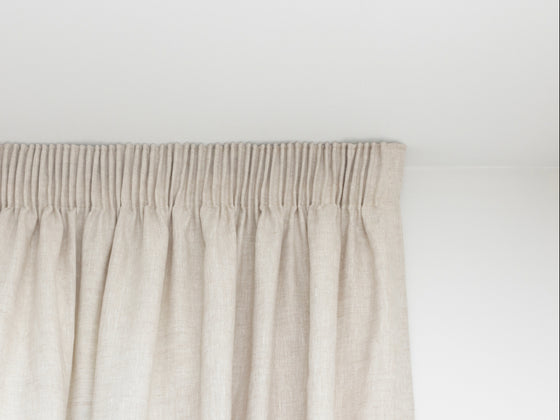 100% Linen Lined Natural Pencil Pleat Curtains