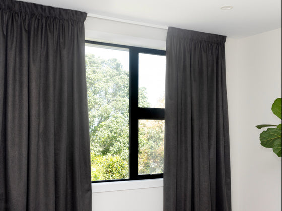 Opito Blockout Pencil Pleat Curtains - Graphite