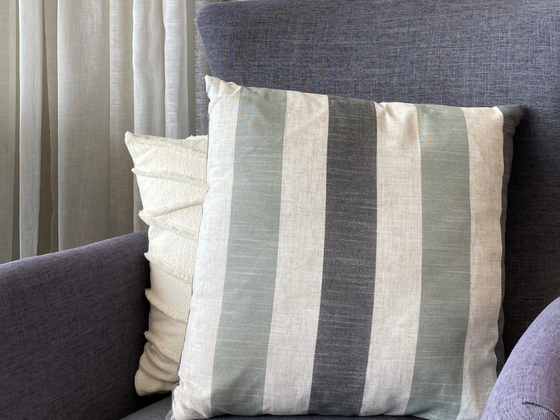 Catalan Stripe Cushion - Sage