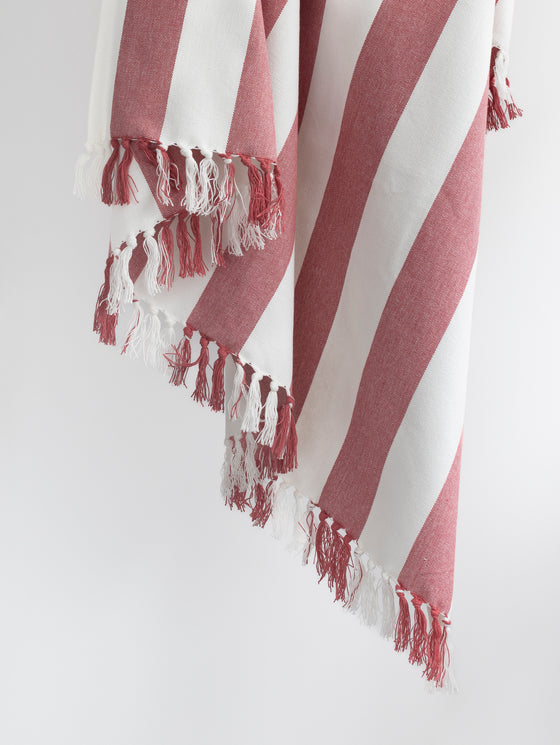 Coronado Stripe Throw - Brick/White