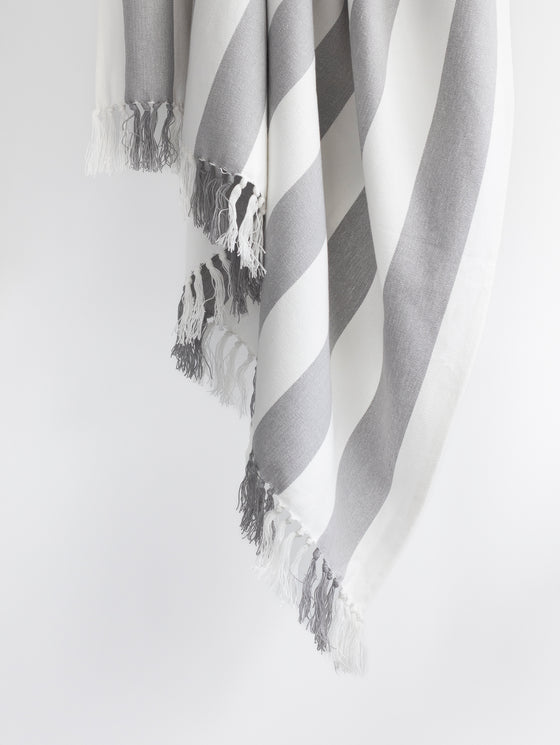 Coronado Stripe Throw - Light Grey/White