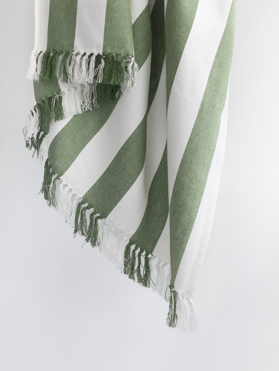 Coronado Stripe Throw - Mint Green/White