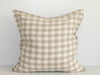 Ava Linen Filled Cushion - Natural Gingham