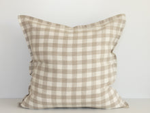  Ava Linen Filled Cushion - Natural Gingham