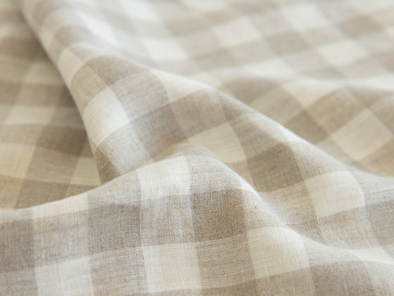 Ava Linen Filled Cushion - Natural Gingham