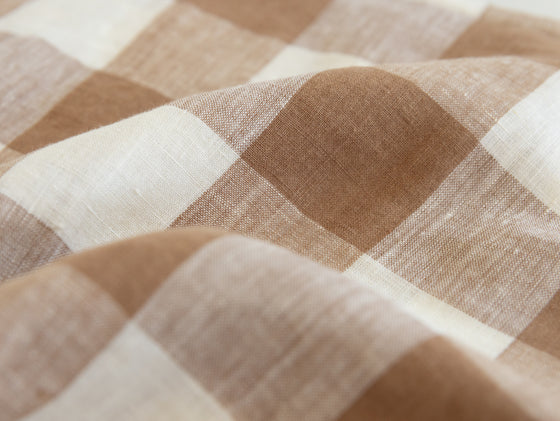 Ava Linen Filled Cushion - Nutmeg Gingham