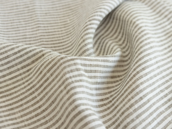 Ava Linen Filled Cushion - Olive Stripe