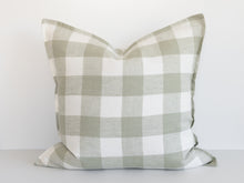  Ava Linen Filled Cushion - Sage Gingham