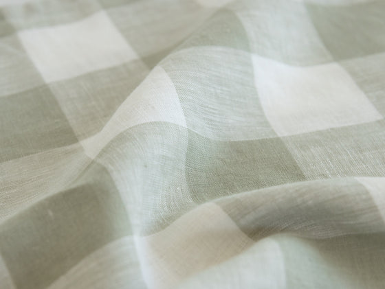 Ava Linen Filled Cushion - Sage Gingham