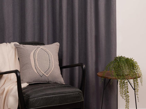 Herringbone II Graphite Blockout Pencil Pleat Curtains - Harvey Furnishings