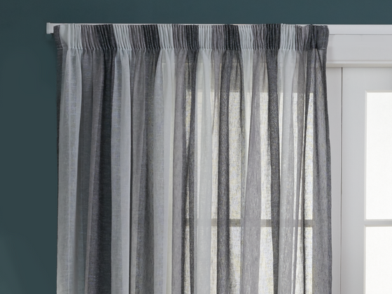 Montserrat Stripe Sheer Curtains - Black/Grey/Taupe