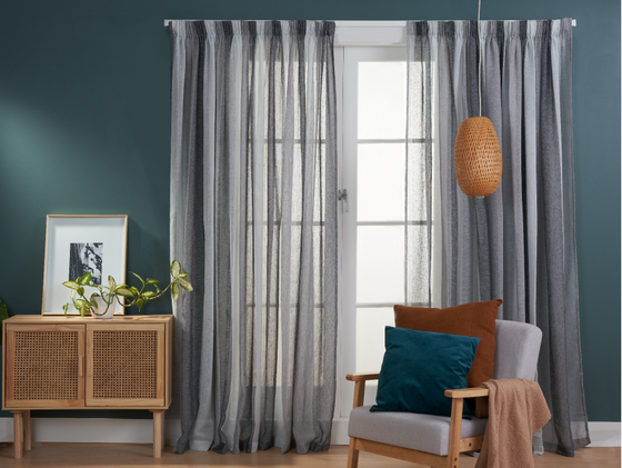 Montserrat Stripe Sheer Curtains - Black/Grey/Taupe