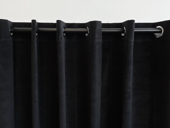 Remy Recycled Velvet Eyelet Ready Made Curtains - Noir