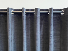  Remy Recycled Velvet Eyelet Ready Made Curtains - Graphite