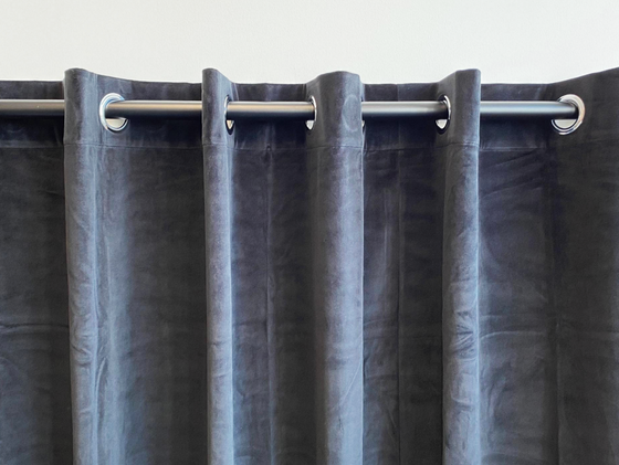 Remy Recycled Velvet Eyelet Ready Made Curtains - Graphite