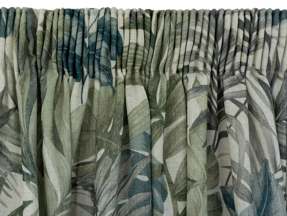 Palm Springs Sage Lined Pencil Pleat Curtains